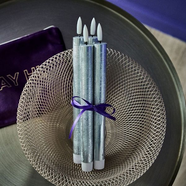 Set de 4 bougies LED, argentées