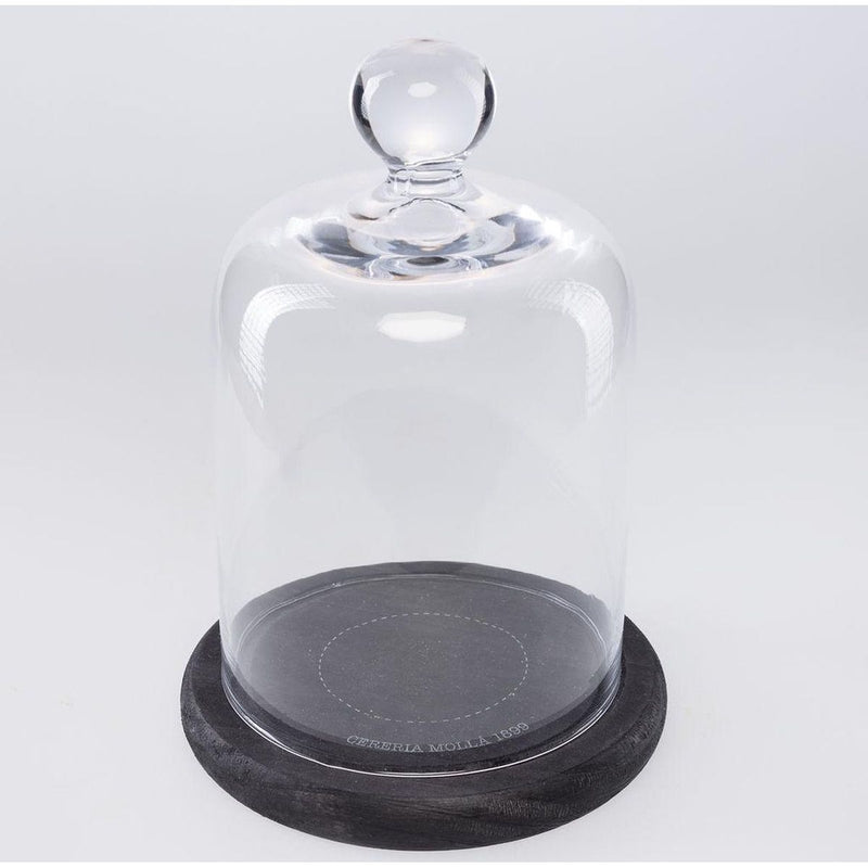 Cloche en verre et socle pour bougie