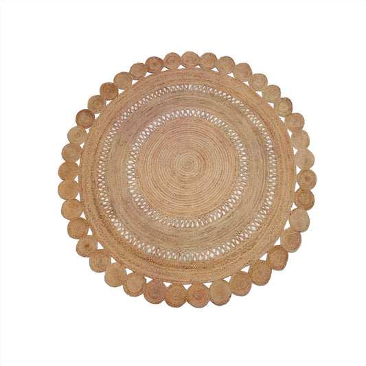 Tapis JUTE ROND Flower Naturel Ajouré D250cm