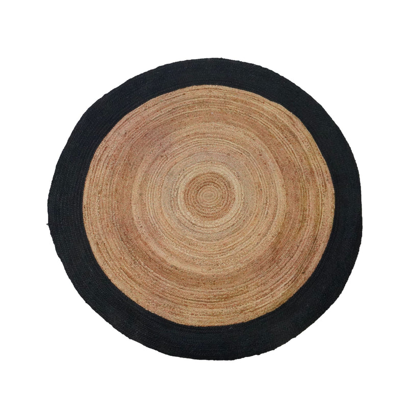 Tapis JUTE ROND Naturel Contour Noir D250cm