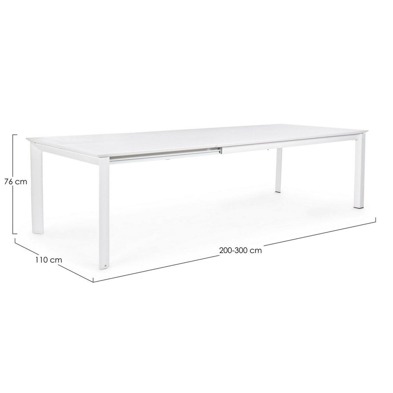Table REPAS Extérieur KONNOR Blanc 110x200-300xH76cm