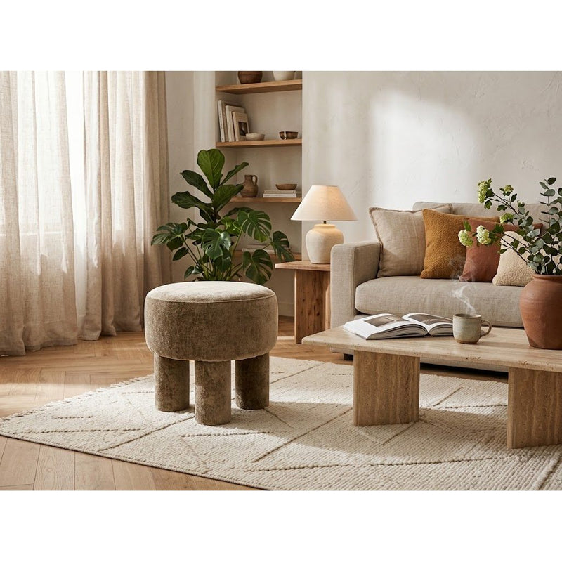 Pouf BORLANO Taupe Ø43h42cm