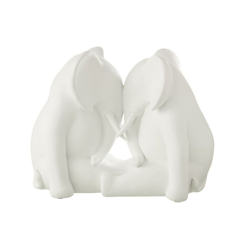 ELEPHANT FACE A FACE BLANC 36.5x21x27.5cm