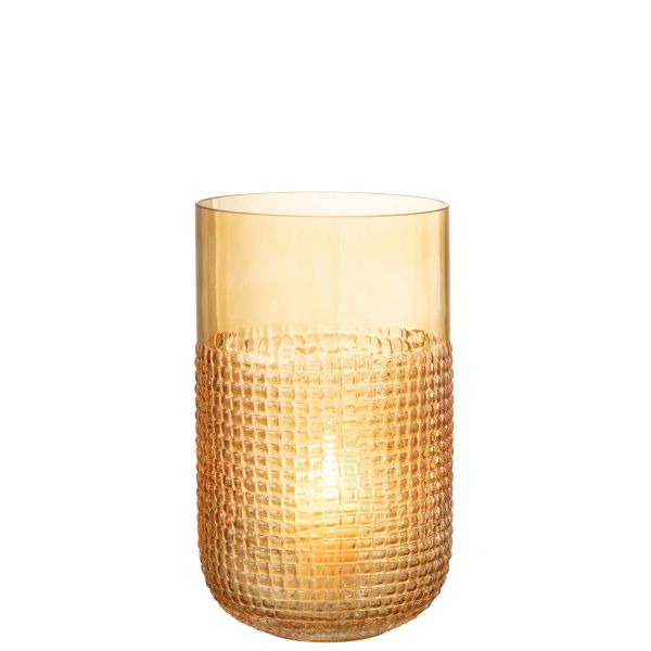 VASE MOTIF VERRE ORANGE 15x15x25.5cm