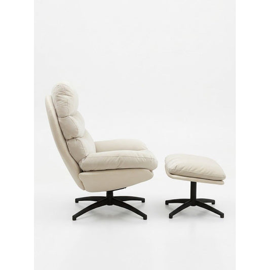 Fauteuil Relax + Repose Pieds RIALTO Craie Ø80xH105cm