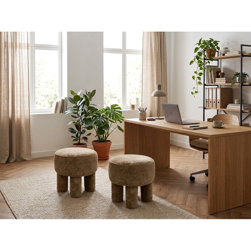Pouf BORLANO Taupe Ø43h42cm