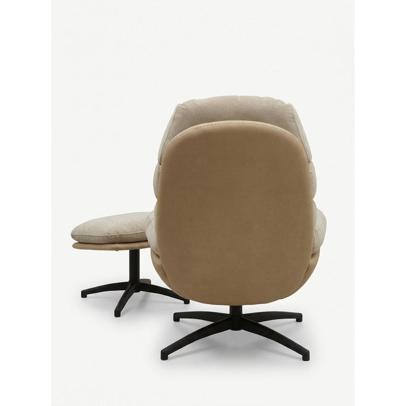 Fauteuil Relax + Repose Pieds RIALTO Beige Ø80xH105cm