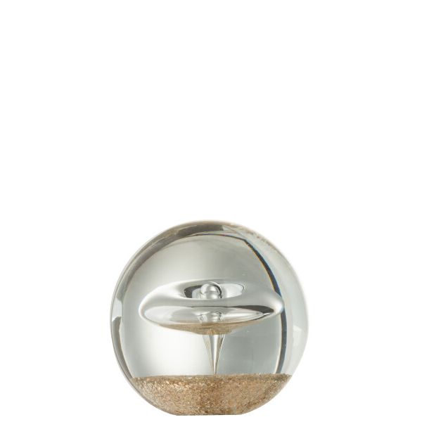 PRESSE-PAP CERCLE OR VERRE M Ø10.5xH10.5 cm