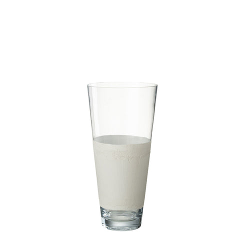VASE DELPH VERRE TRANS/BLANC (22x22x45cm)