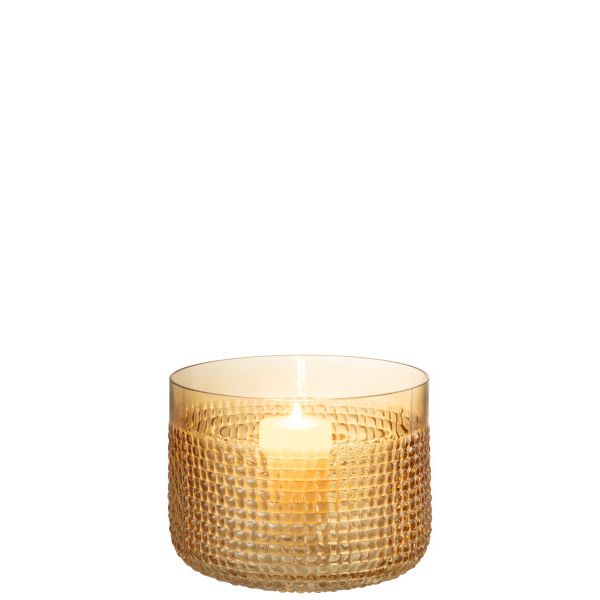 VASE MOTIF VERRE ORANGE 17x17x13.5cm