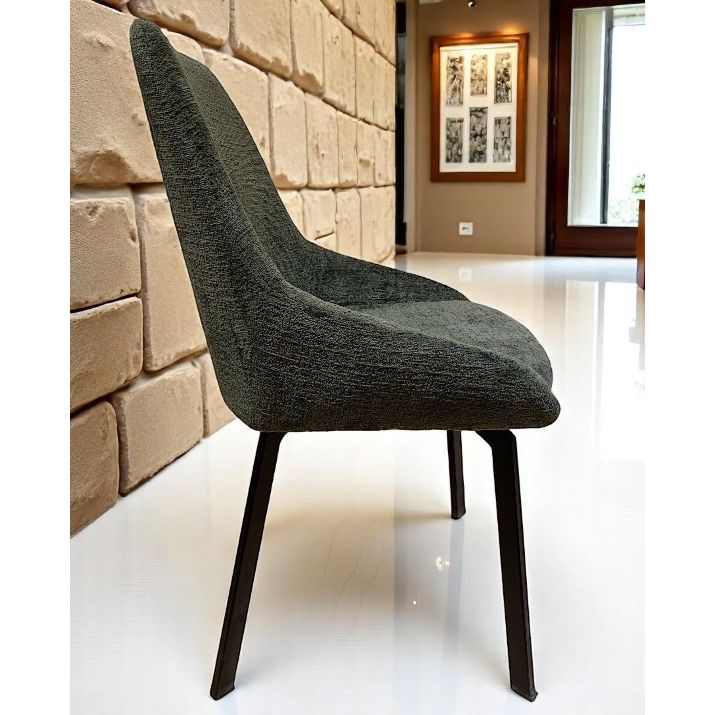 Chaise MARIZAN Tissu Chenille Kaki 50x50xH86cm