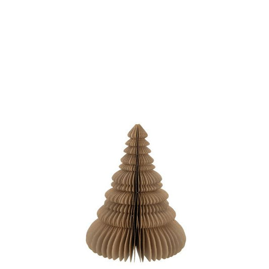 Sapin Noël à Poser Papier Beige M Ø19x24 cm