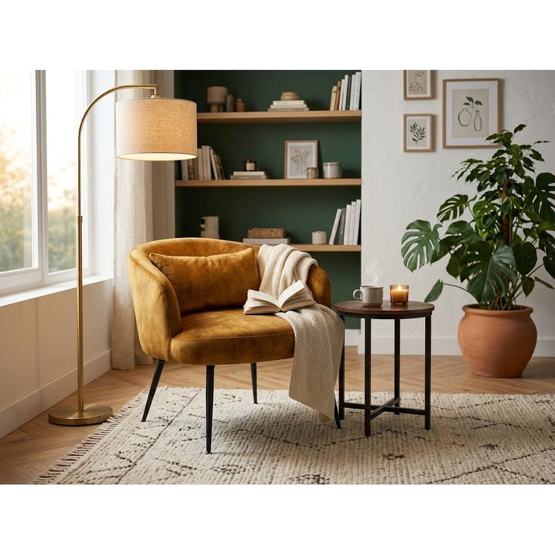 Fauteuil GUSTAVE velours Moutarde 72x73xH66cm