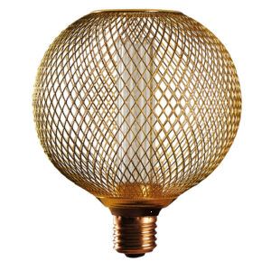 Ampoule LED sphérique en métal grillagé doré