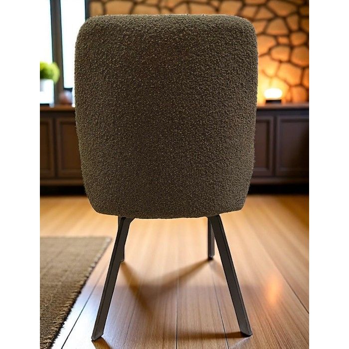 Chaise MARIZAN Tissu Bouclette Kaki 50x50xH86cm