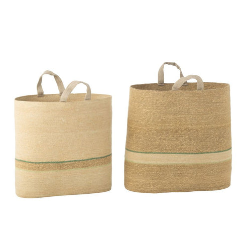 PANIER RAYURE NATUREL/VERT PM