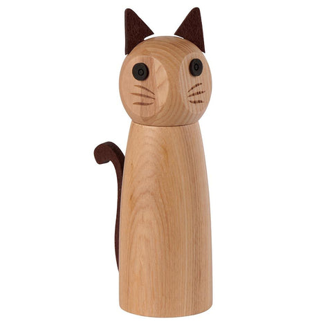 Salière Chat Bois et Feutrine 5.5xH17 cm