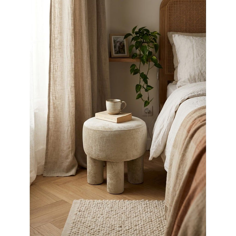 Pouf BORLANO Beige Ø43h42cm