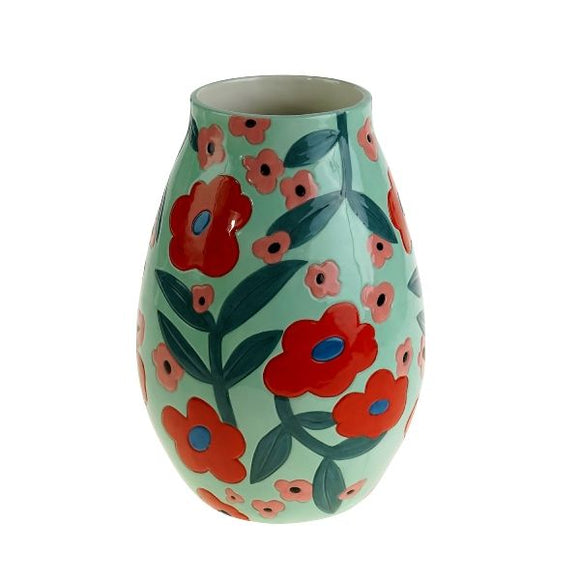 Vase Flores, menthe/rouge/vert 19.5x28 cm