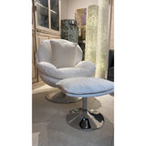 Fauteuil+ repose pied IZOP chenille Craie