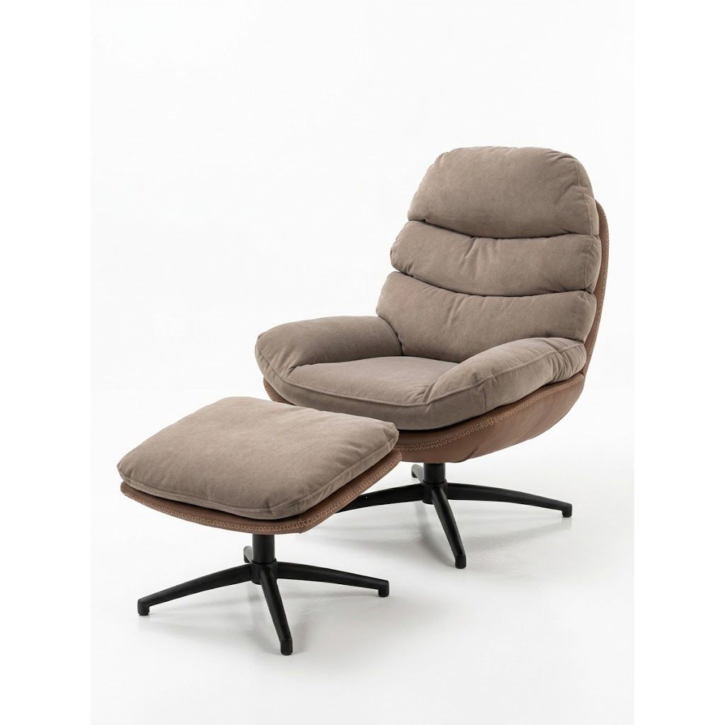 Fauteuil Relax + Repose Pieds RIALTO Havane Ø80xH105cm
