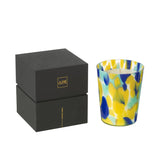BOUGIE SENTEUR NOA BLEU/JAUNE (15x15x17cm