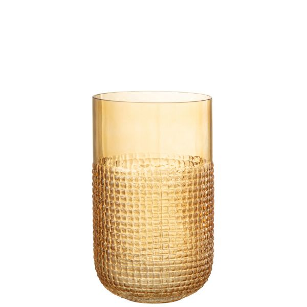 VASE MOTIF VERRE ORANGE 15x15x25.5cm