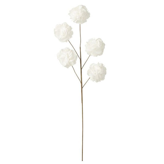 FLEUR BRANCHE 5 POMPON EVA BLANC 18x18x86cm