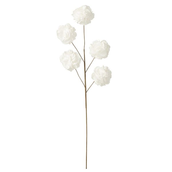 FLEUR BRANCHE 5 POMPON EVA BLANC 18x18x86cm