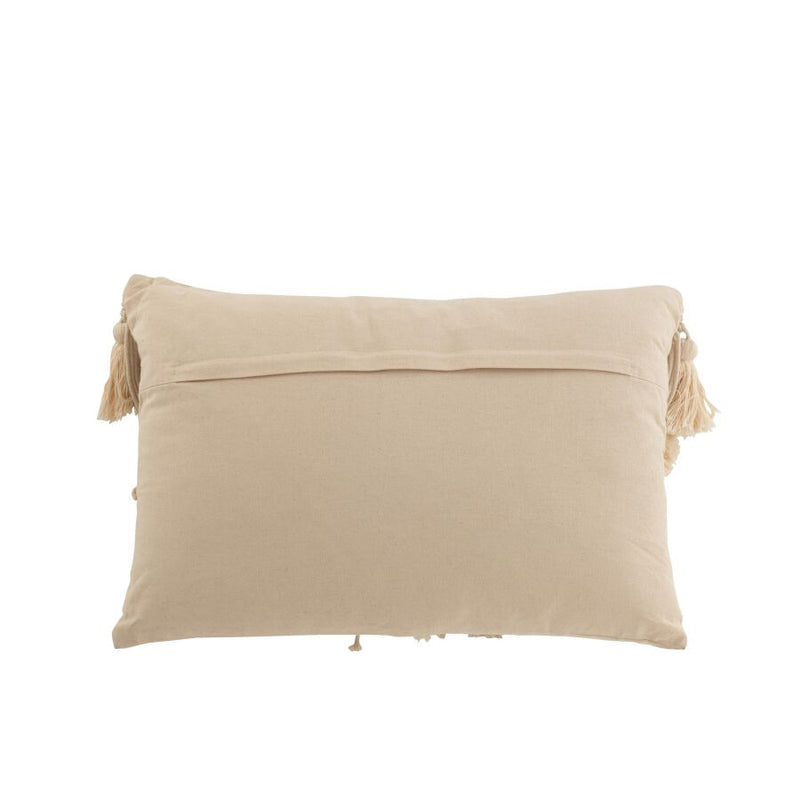 COUSSIN POMPOM RECT BEIGE 74x36x16cm
