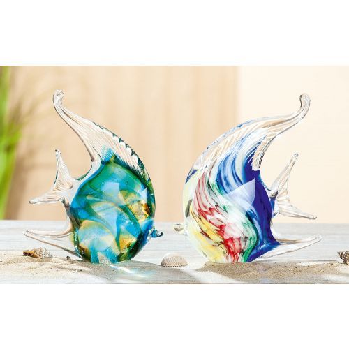 Glasart Figure poisson en verre multicolore 14x14cm