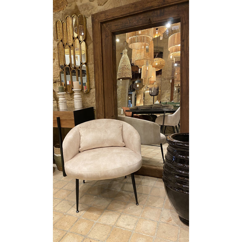 Fauteuil GUSTAVE velours Sable 72x73xH66cm