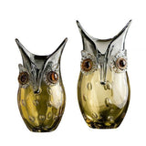 Glasart, Vase hibou en verre jaune 27x14cm