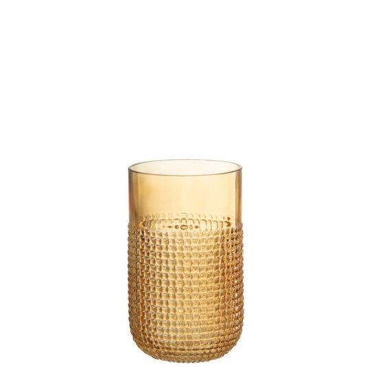 VASE MOTIF VERRE ORANGE 11.5x11.5x22.5cm