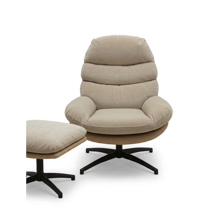 Fauteuil Relax + Repose Pieds RIALTO Beige Ø80xH105cm
