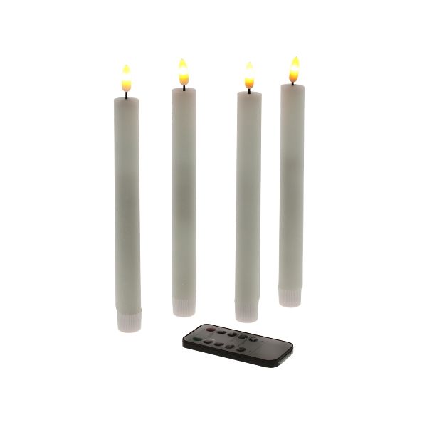 4 bougies LED, blanc+télécommande , H. 24,5cm