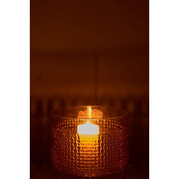 VASE MOTIF VERRE ORANGE 17x17x13.5cm