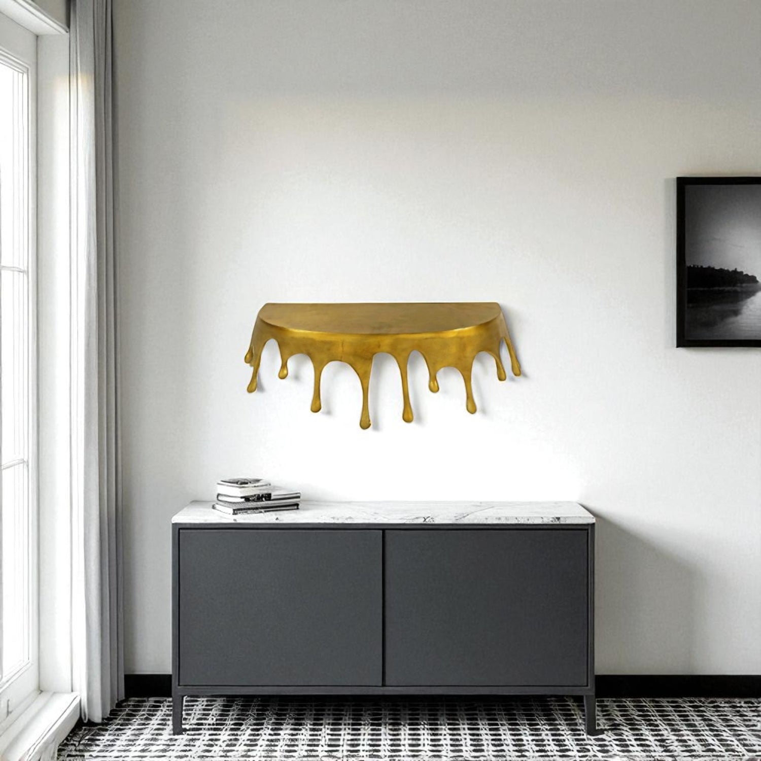 Étagère Murale Drops Ronde Or 89,5x34xH27 cm
