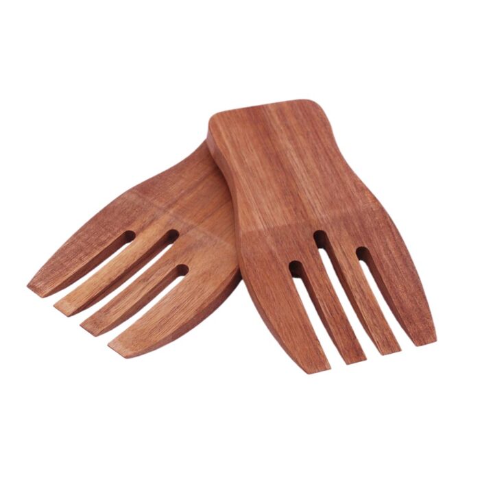 Set de 2 fourchettes salade en acacia 18x9,5 cm contact alimentaire