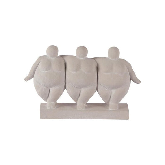Statue de 3 femmes rondes en ciment blanc 29x7xH18 cm
