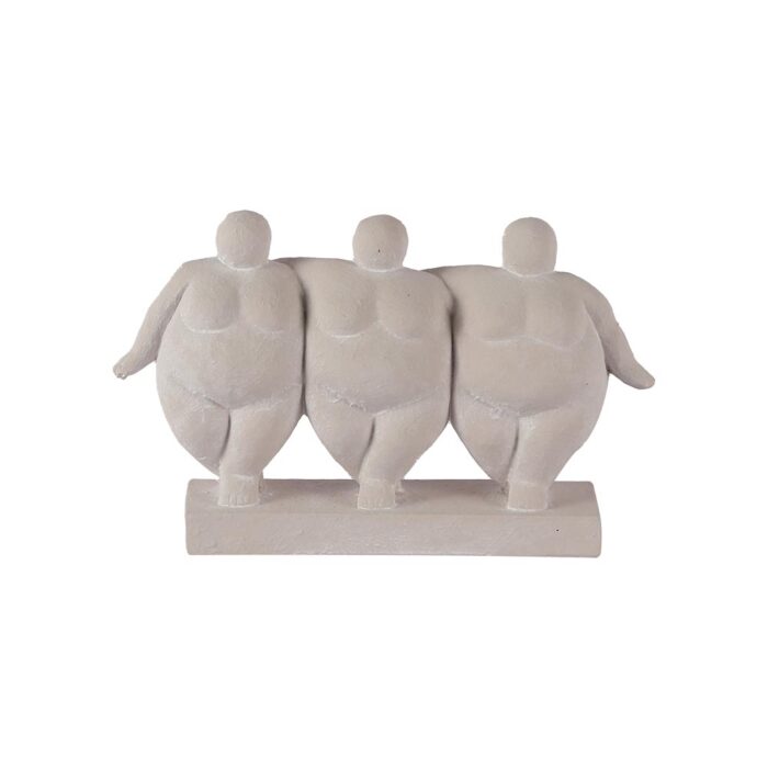 Statue de 3 femmes rondes en ciment blanc 29x7xH18 cm