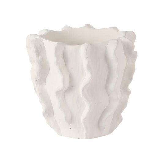 Cache-pot en ciment blanc waterproof Ø17.5xH15,5 cm