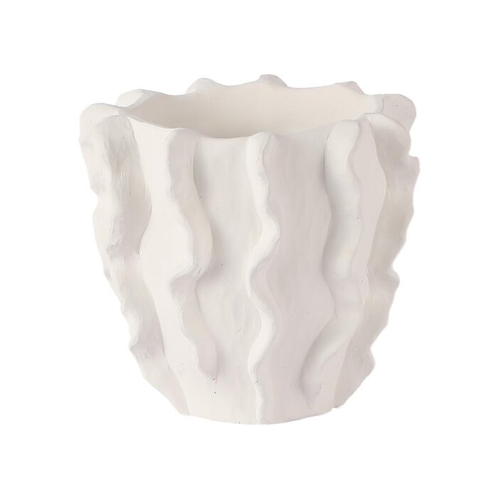 Cache-pot en ciment blanc waterproof Ø17.5xH15,5 cm