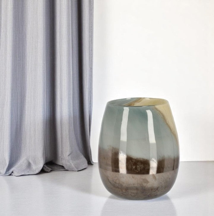 VASE MERCURY BOMB VERRE MARRON H31,5