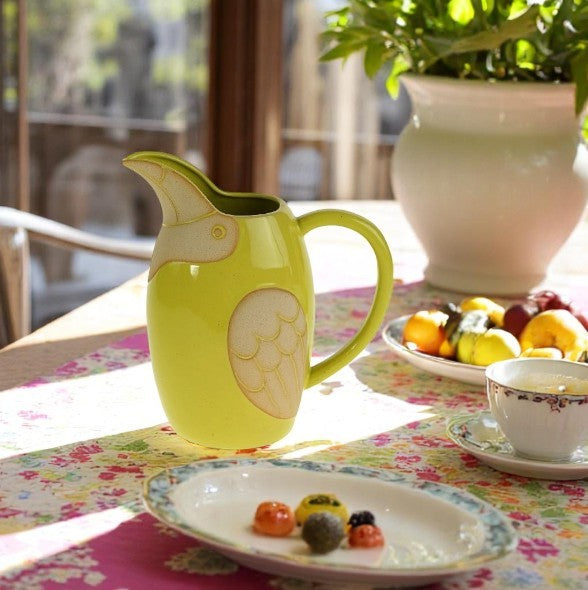 Carafe Birdy vert/jaune 22x13xH23,5 cm