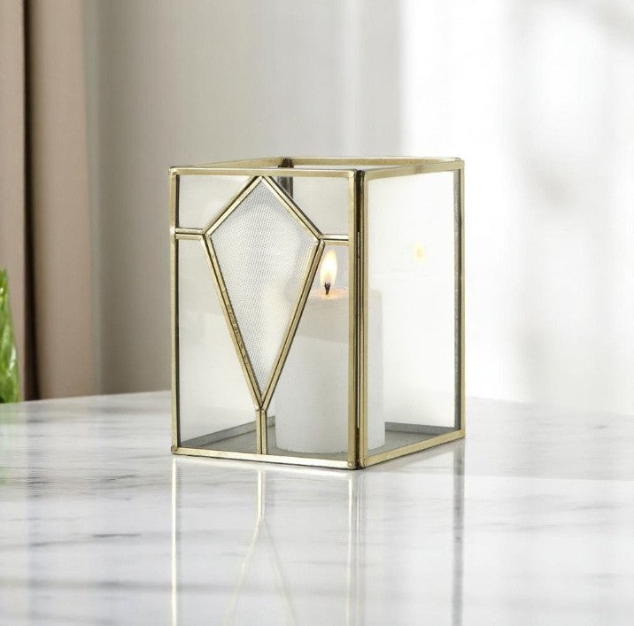 Photophore Métal PRISME ATHEZZA 18.5x18.5xH 24cm