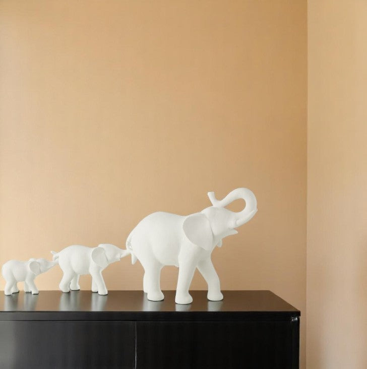 ELEPHANT RANG 3 BLANC 38x13.5x31.5cm