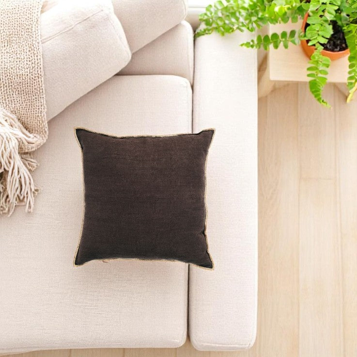 Coussin Lin Charbon 45x45cm