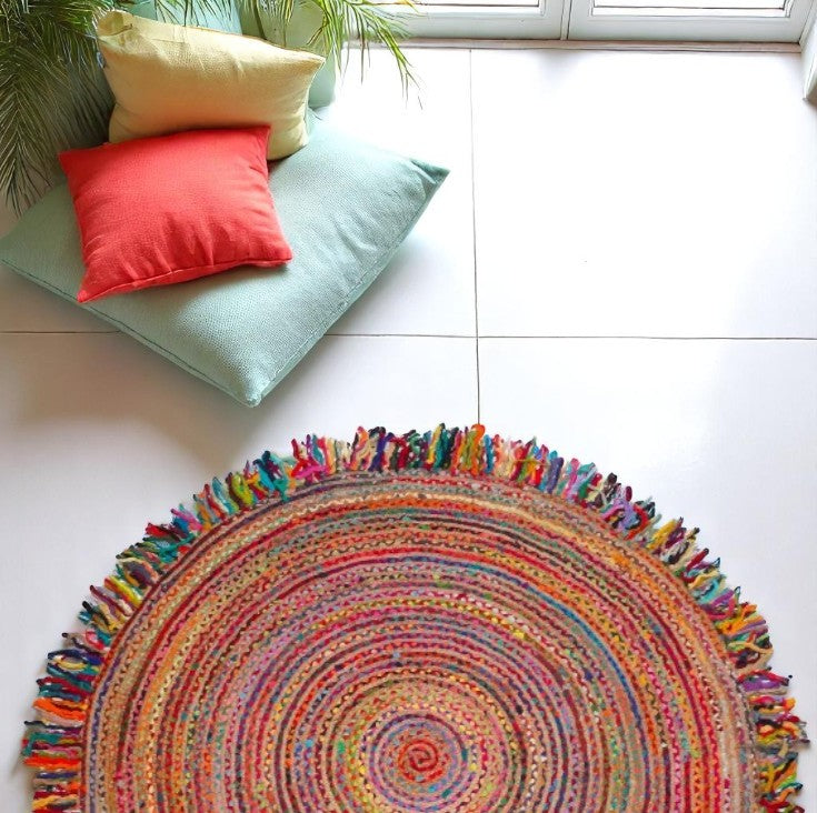 Tapis JUTE ROND Tissu Multicolor D250cm