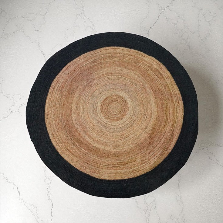 Tapis JUTE ROND Naturel Contour Noir D250cm